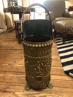 Exceptional Very Detailed Antique Brass Coal Scuttle