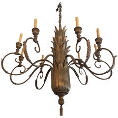 Exceptional Very Large Gilded 9-Arm Chandelier
