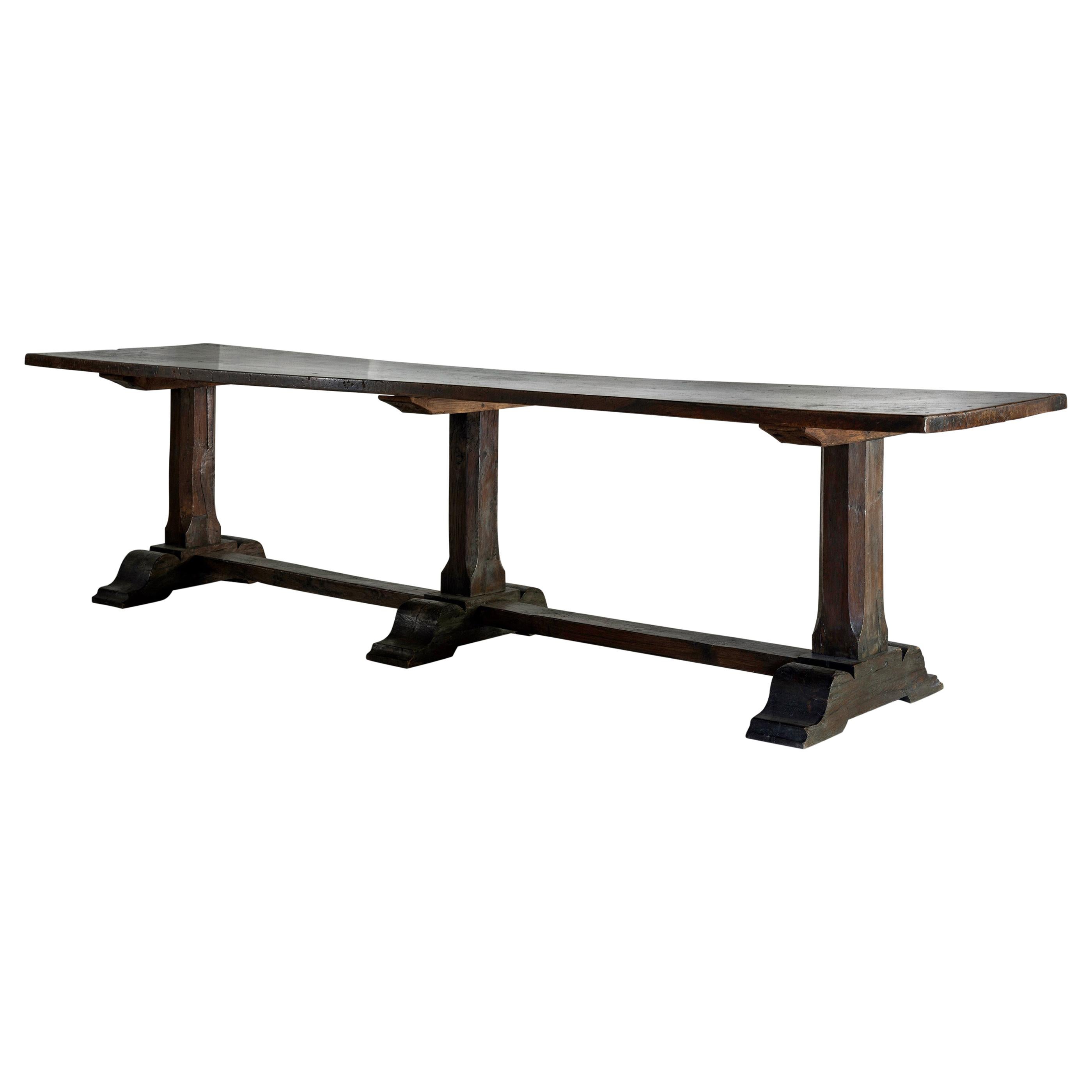 Exceptional Very Large Italian 17th Century Minimal Convent Table