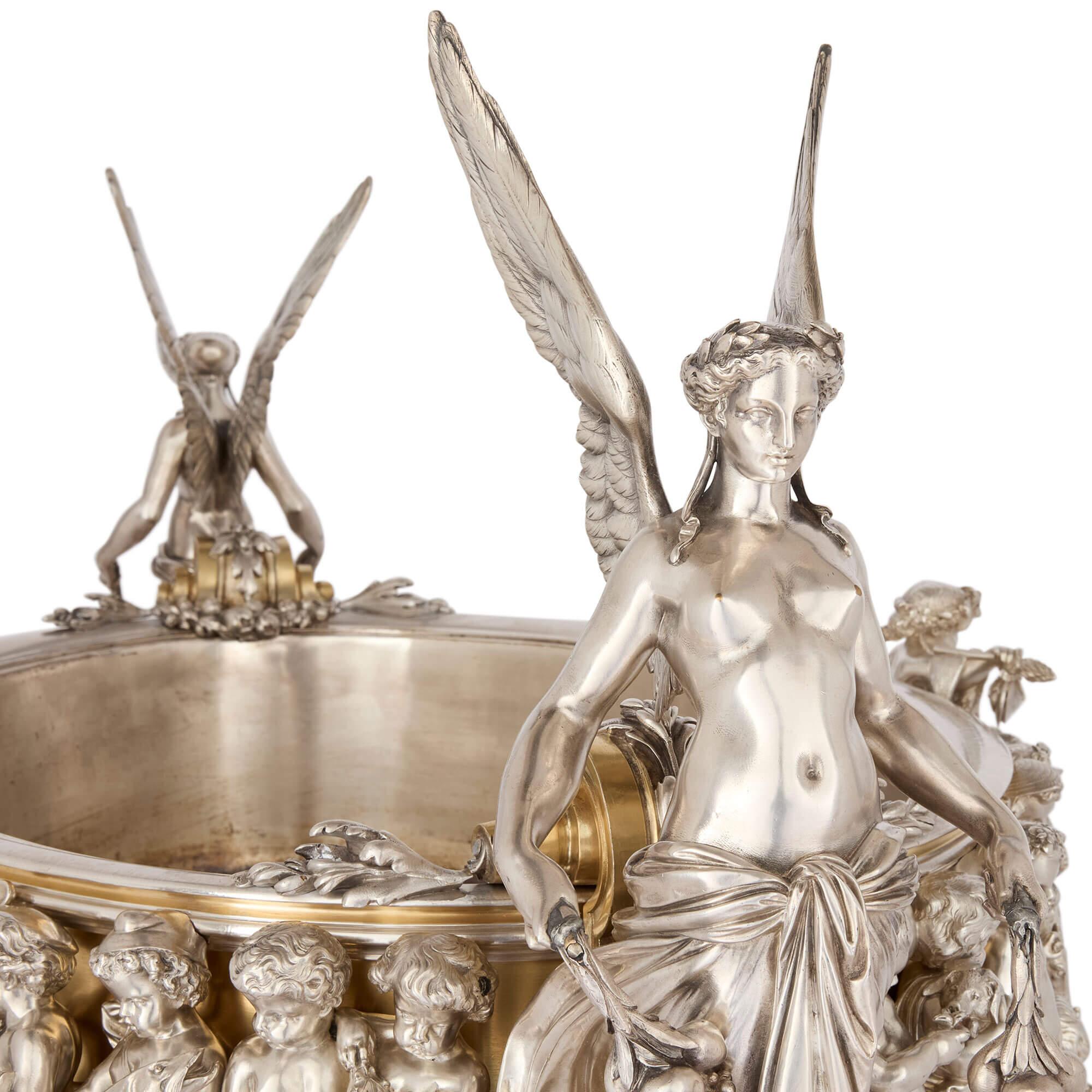 Eccezionale Jardinière di Christofle in ormolu e bronzo argentato di grandi dimensioni in vendita 2
