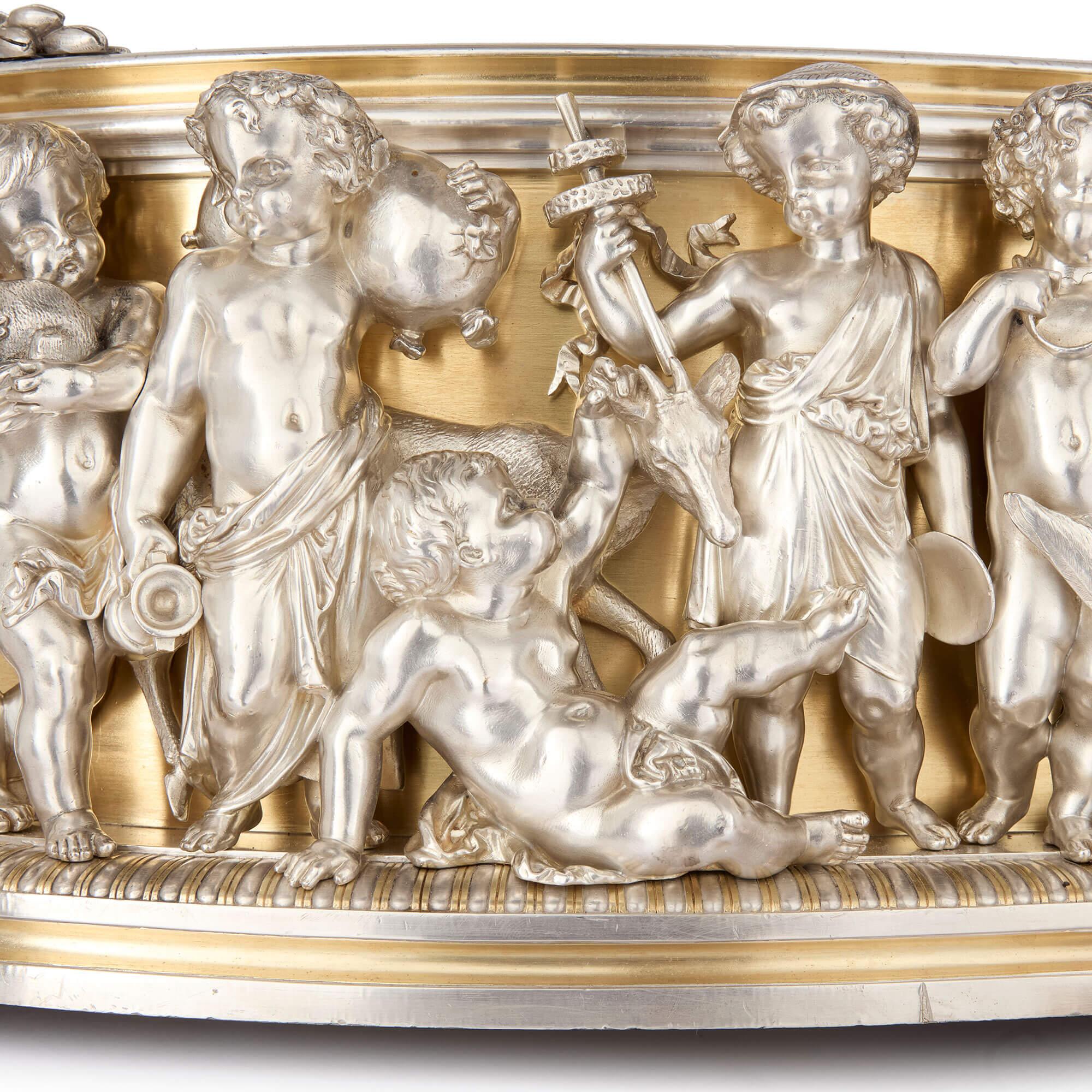 Eccezionale Jardinière di Christofle in ormolu e bronzo argentato di grandi dimensioni in vendita 3