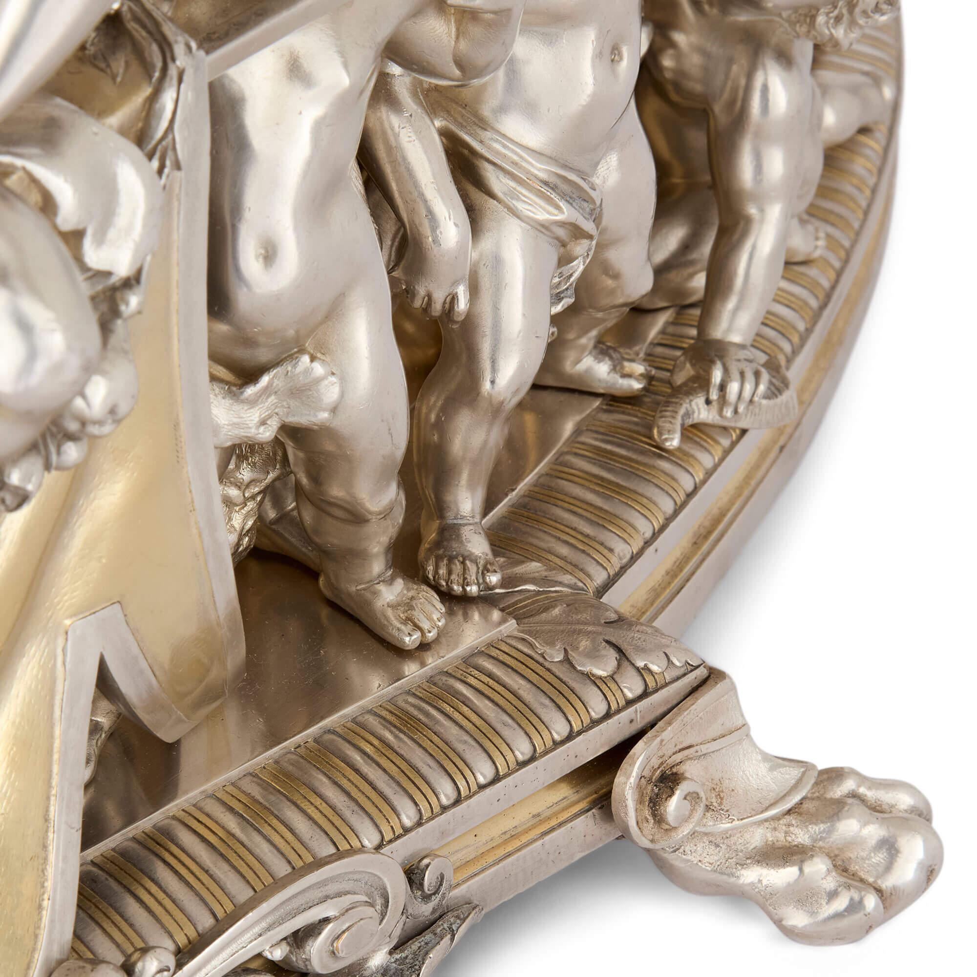 Eccezionale Jardinière di Christofle in ormolu e bronzo argentato di grandi dimensioni in vendita 4