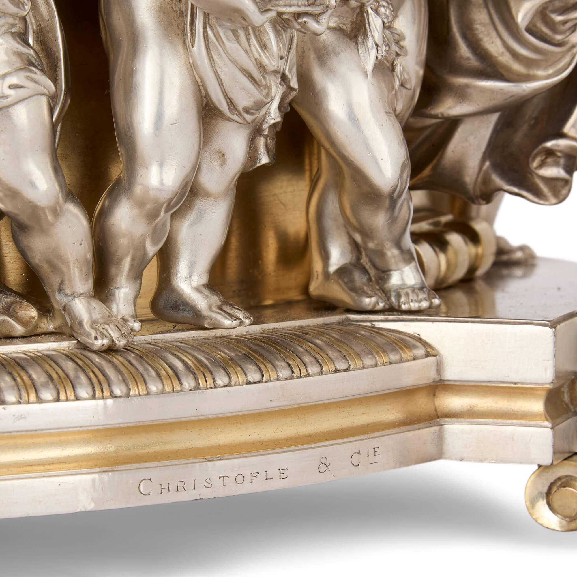 Eccezionale Jardinière di Christofle in ormolu e bronzo argentato di grandi dimensioni in vendita 6