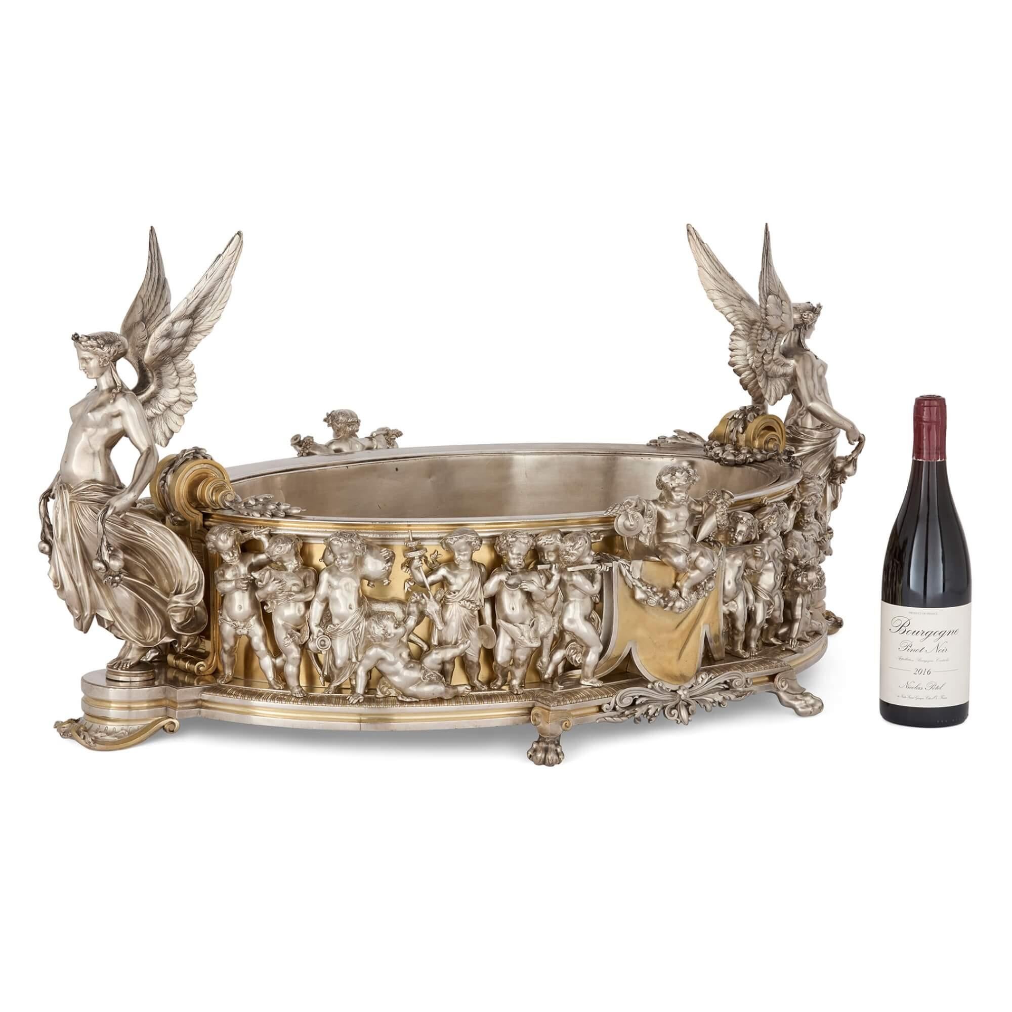 Eccezionale Jardinière di Christofle in ormolu e bronzo argentato di grandi dimensioni in vendita 9