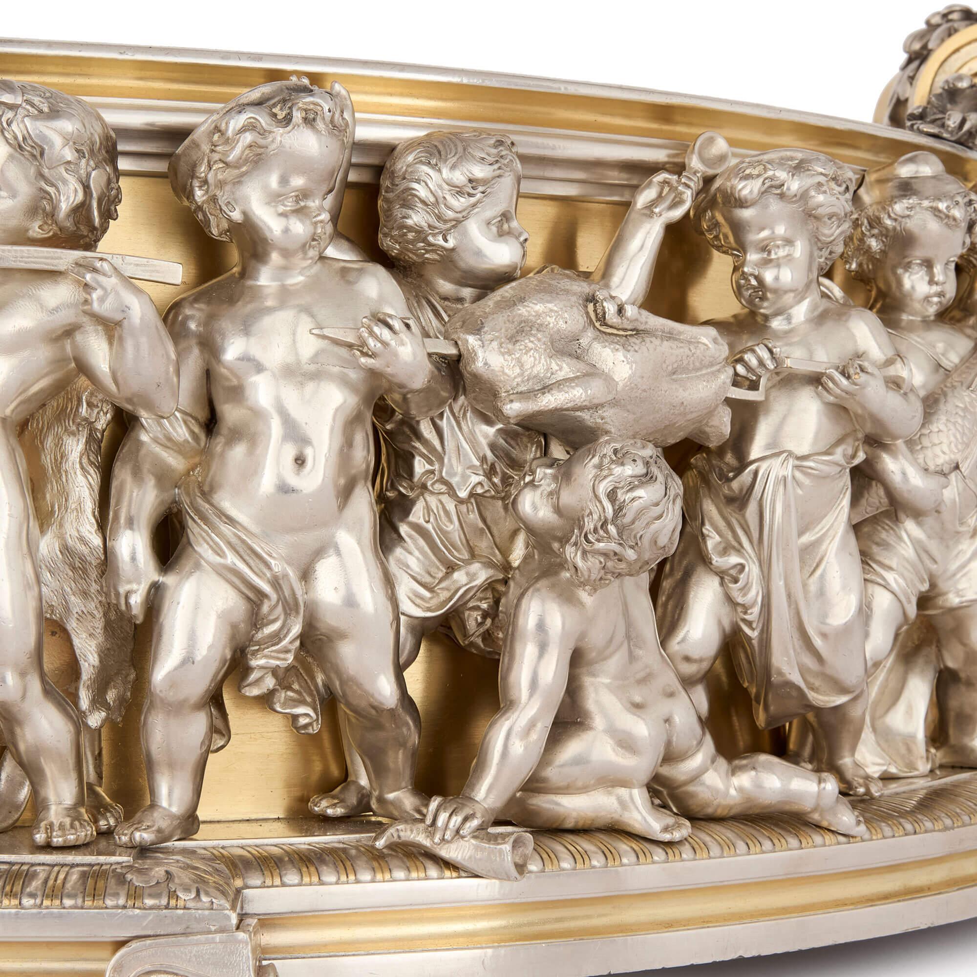 Placcato argento Eccezionale Jardinière di Christofle in ormolu e bronzo argentato di grandi dimensioni in vendita