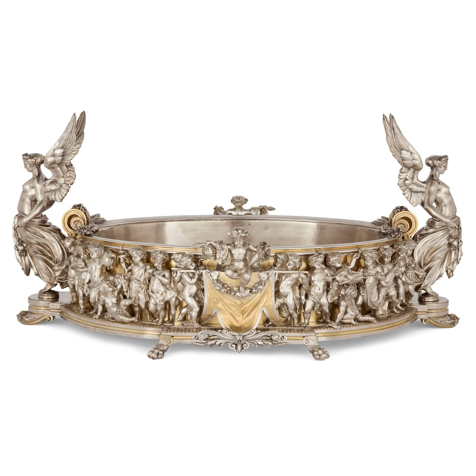 Exceptional Very Large Ormolu and Silvered Bronze Jardinière by Christofle
