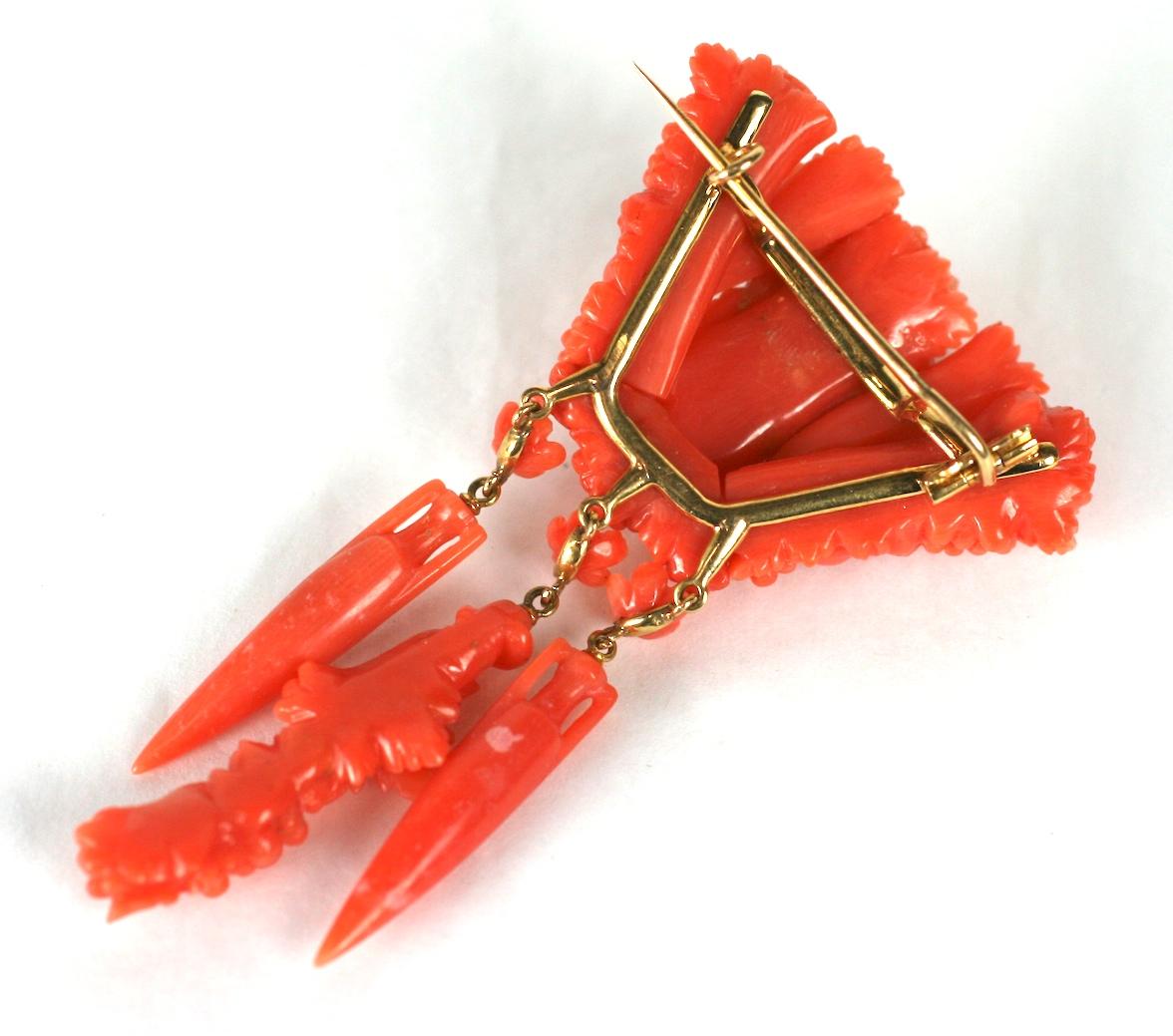 Exceptional Victorian Carved Coral Brooch 1