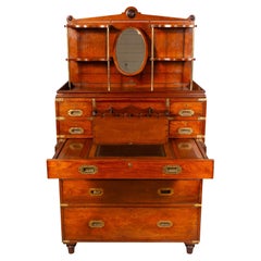 Exceptional Victorian Teak Campaign Chest