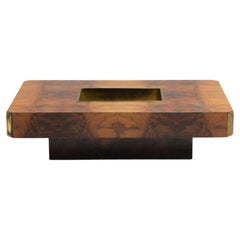 Exceptionnelle table basse vintage en bois de ronce Alveo de Willy Rizzo pour Mario Sabot