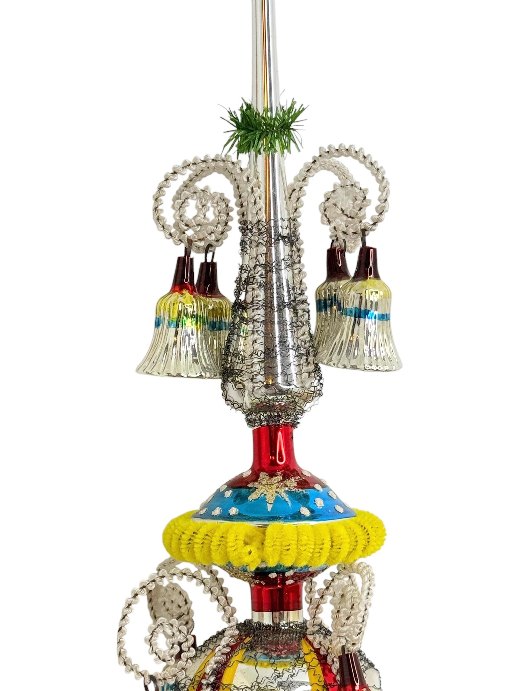 Außergewöhnliche Vintage Antique Mercury Glas Weihnachtsbaumspitze Deutsch, 1930er Jahre (Handgefertigt) im Angebot
