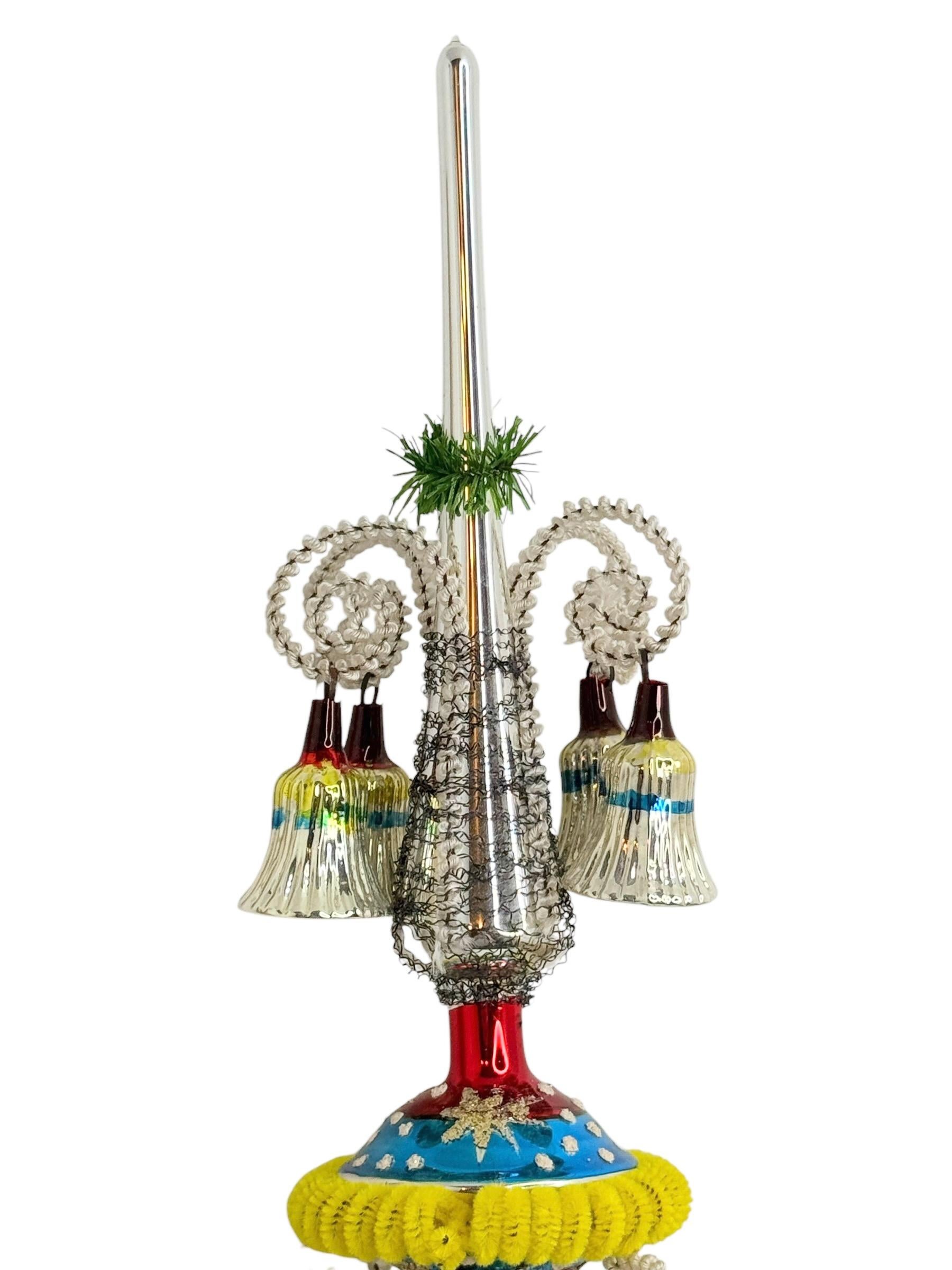 Außergewöhnliche Vintage Antique Mercury Glas Weihnachtsbaumspitze Deutsch, 1930er Jahre im Zustand „Gut“ im Angebot in Nuernberg, DE