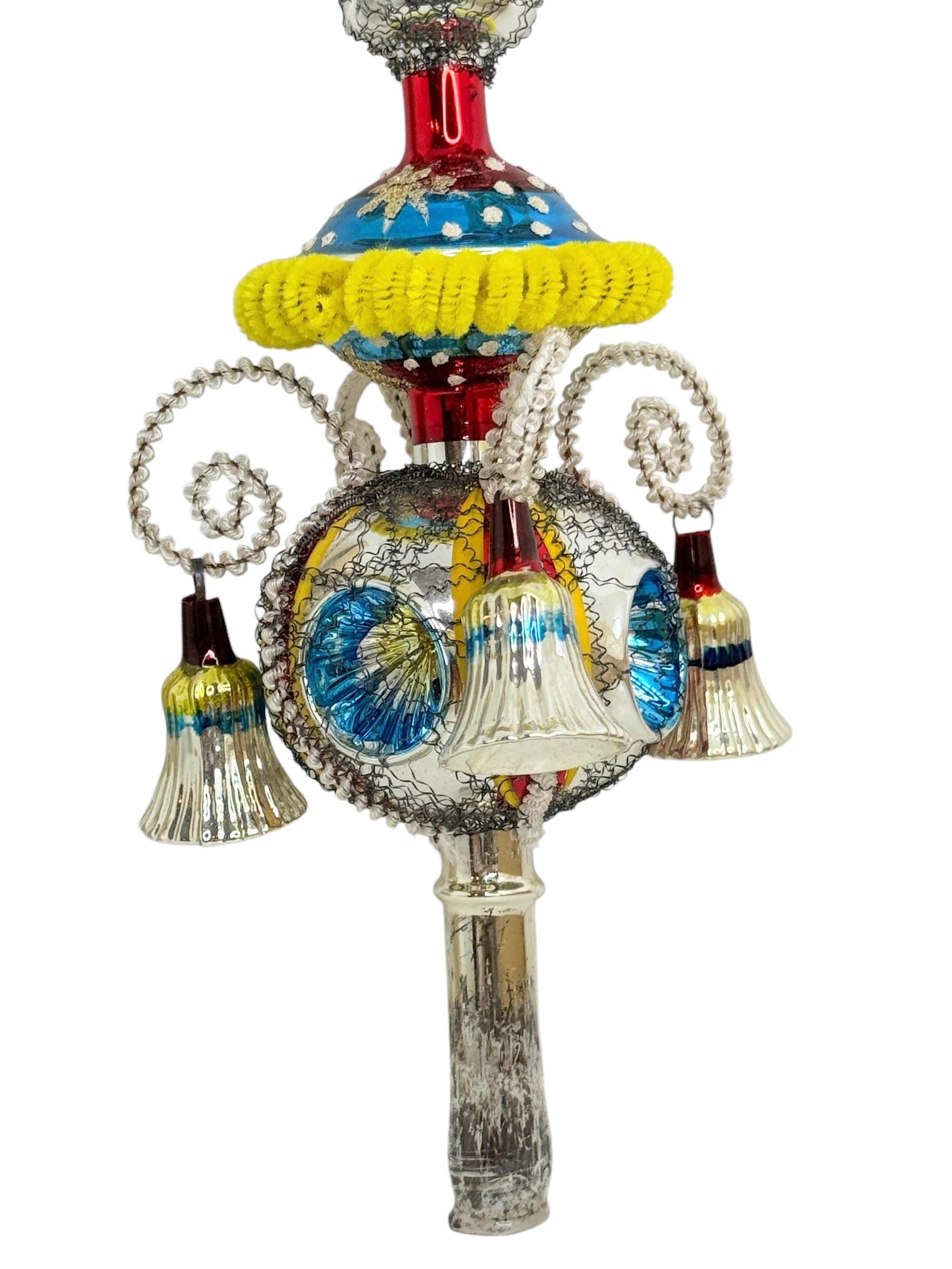 Außergewöhnliche Vintage Antique Mercury Glas Weihnachtsbaumspitze Deutsch, 1930er Jahre (Mitte des 20. Jahrhunderts) im Angebot