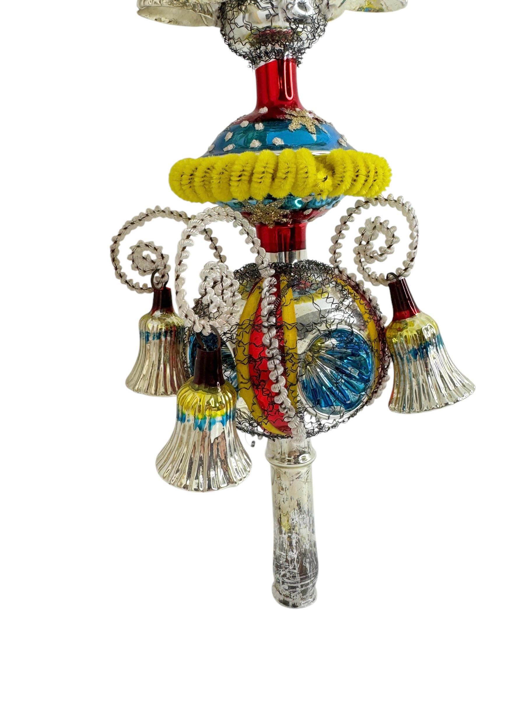 Außergewöhnliche Vintage Antique Mercury Glas Weihnachtsbaumspitze Deutsch, 1930er Jahre im Angebot 2