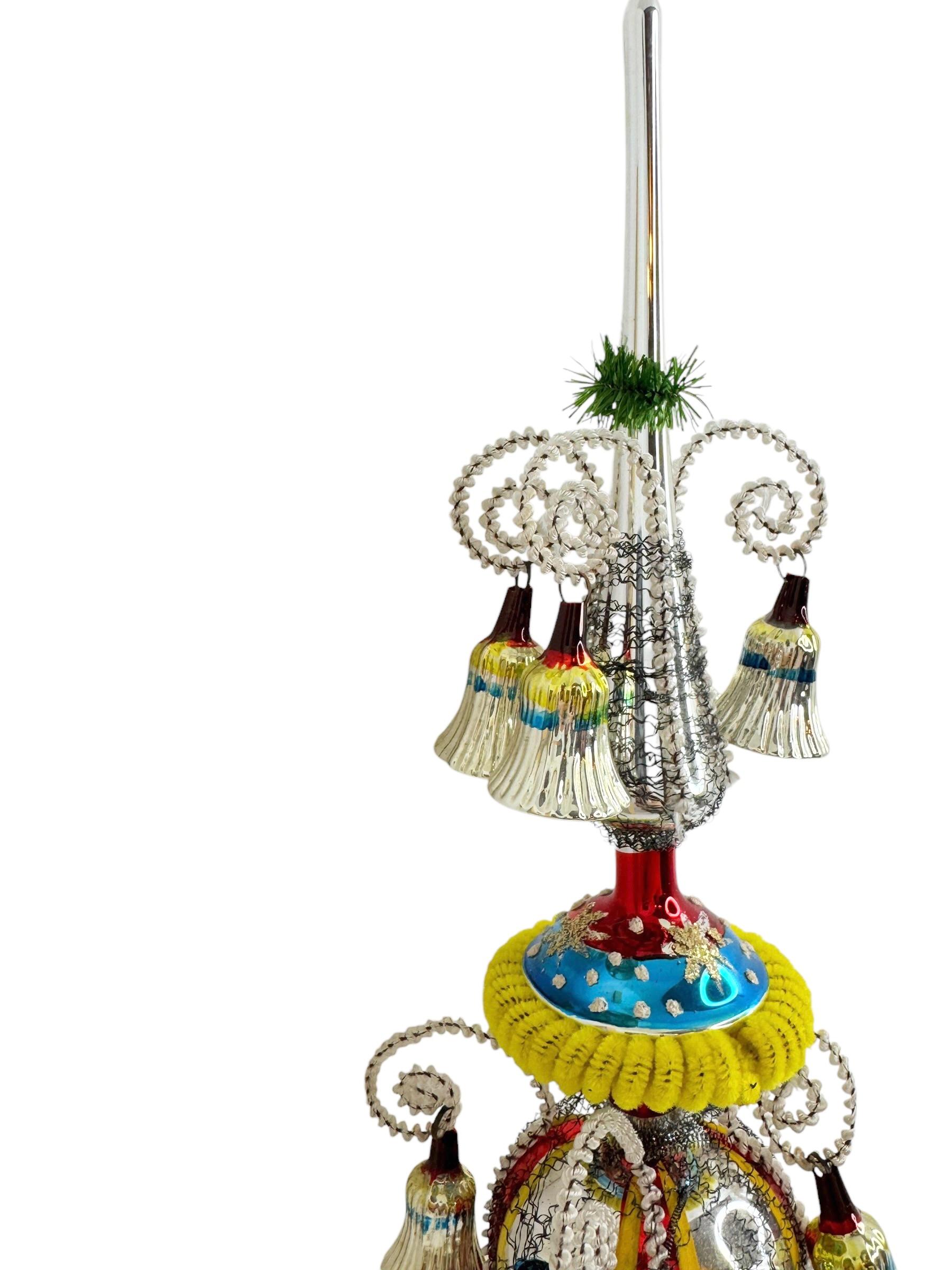 Außergewöhnliche Vintage Antique Mercury Glas Weihnachtsbaumspitze Deutsch, 1930er Jahre im Angebot 3