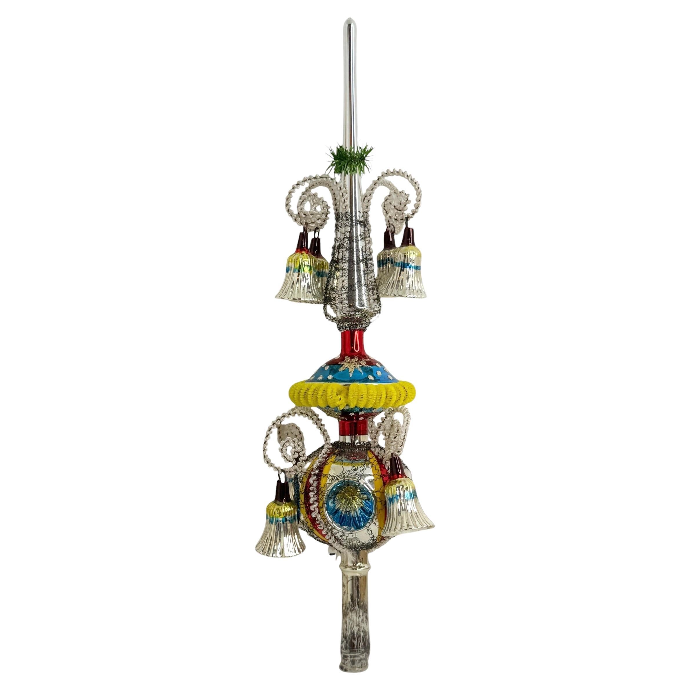 Exceptional Vintage Antique Mercury Glass Christmas Tree Topper German, 1930s