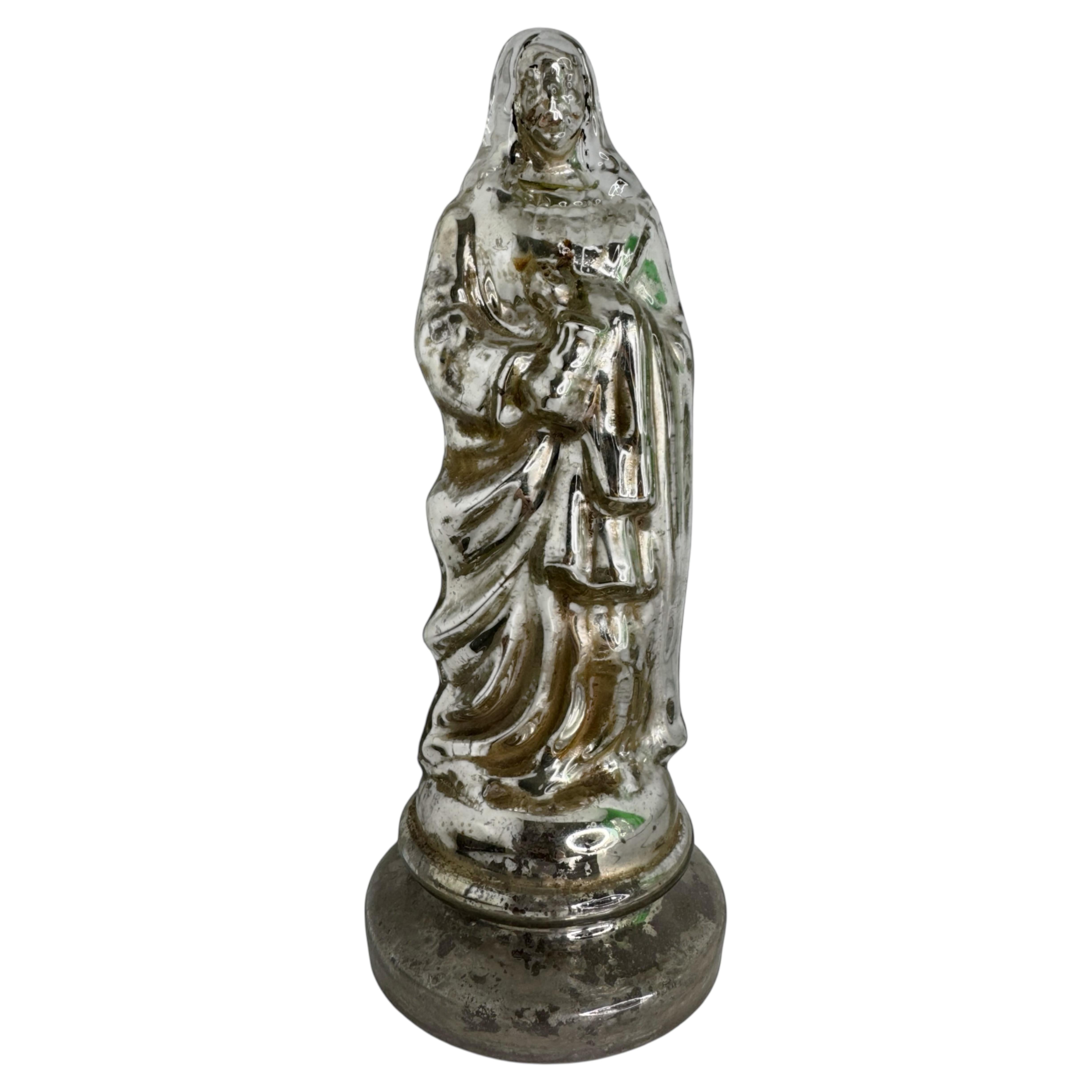 Exceptional Vintage Antique Mercury Glass Jesus Statue Germany 1900s