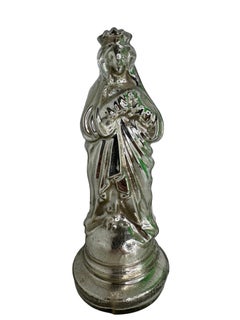 Excepcional estatua antigua de la Virgen María de cristal mercurizado, de Alemania, de principios del siglo XX