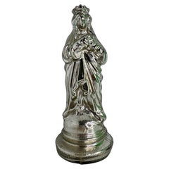 Excepcional estatua antigua de la Virgen María de cristal mercurizado, de Alemania, de principios del siglo XX