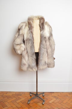 Excepcional abrigo de piel auténtica Vintage Arctic Fox para hombre