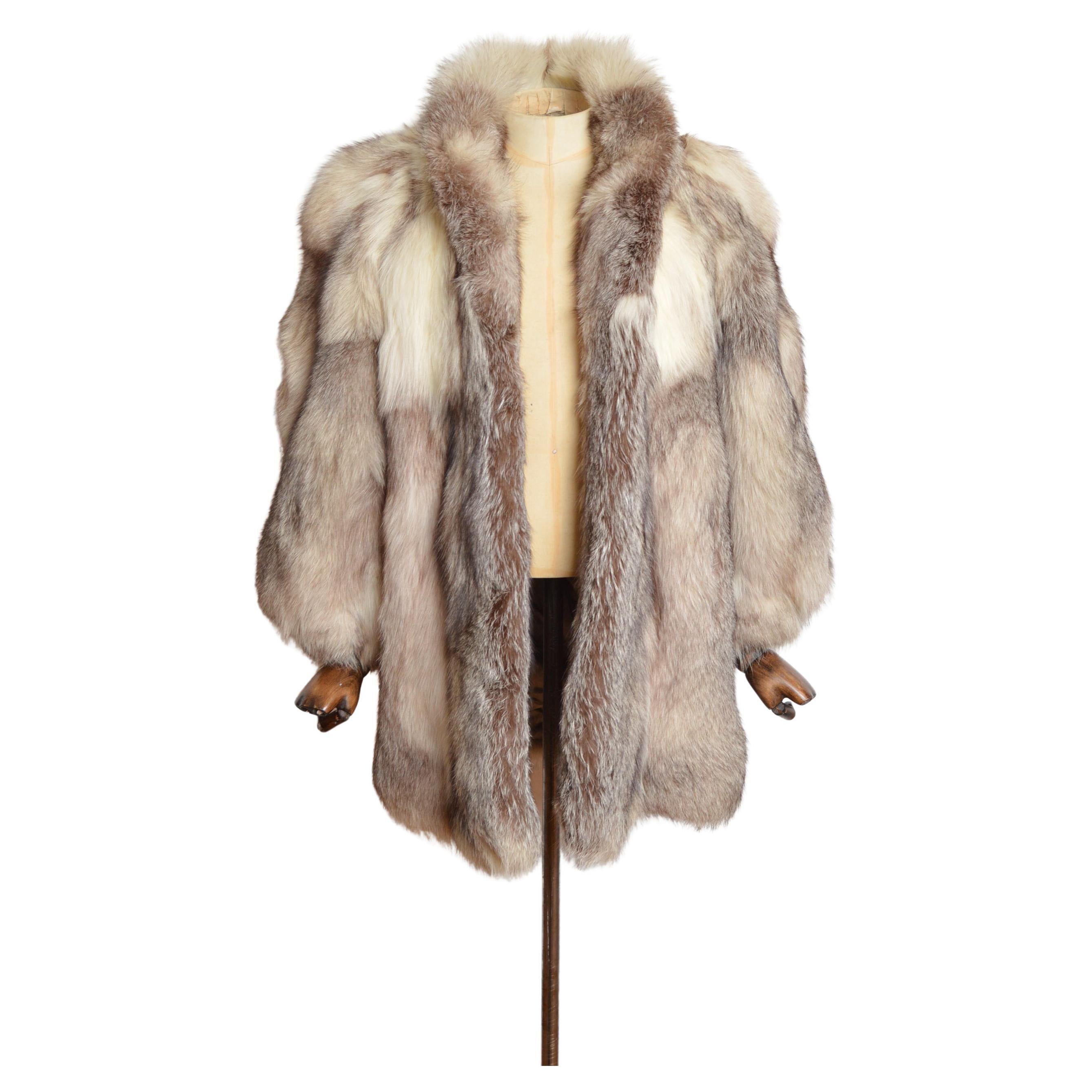Exceptional Vintage Arctic Fox Mens Real Fur Coat For Sale