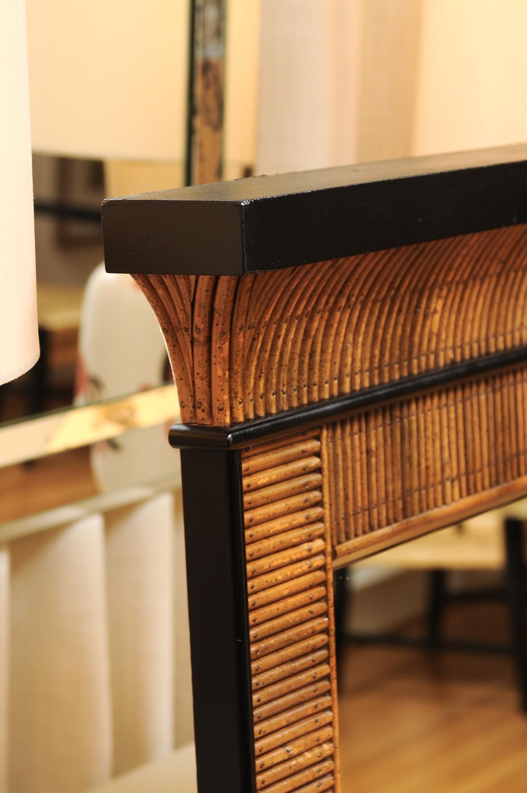 Außergewöhnliche Vintage Bamboo Rattan Cane und schwarzem Lack Spiegel - Pr verfügbar im Angebot 3