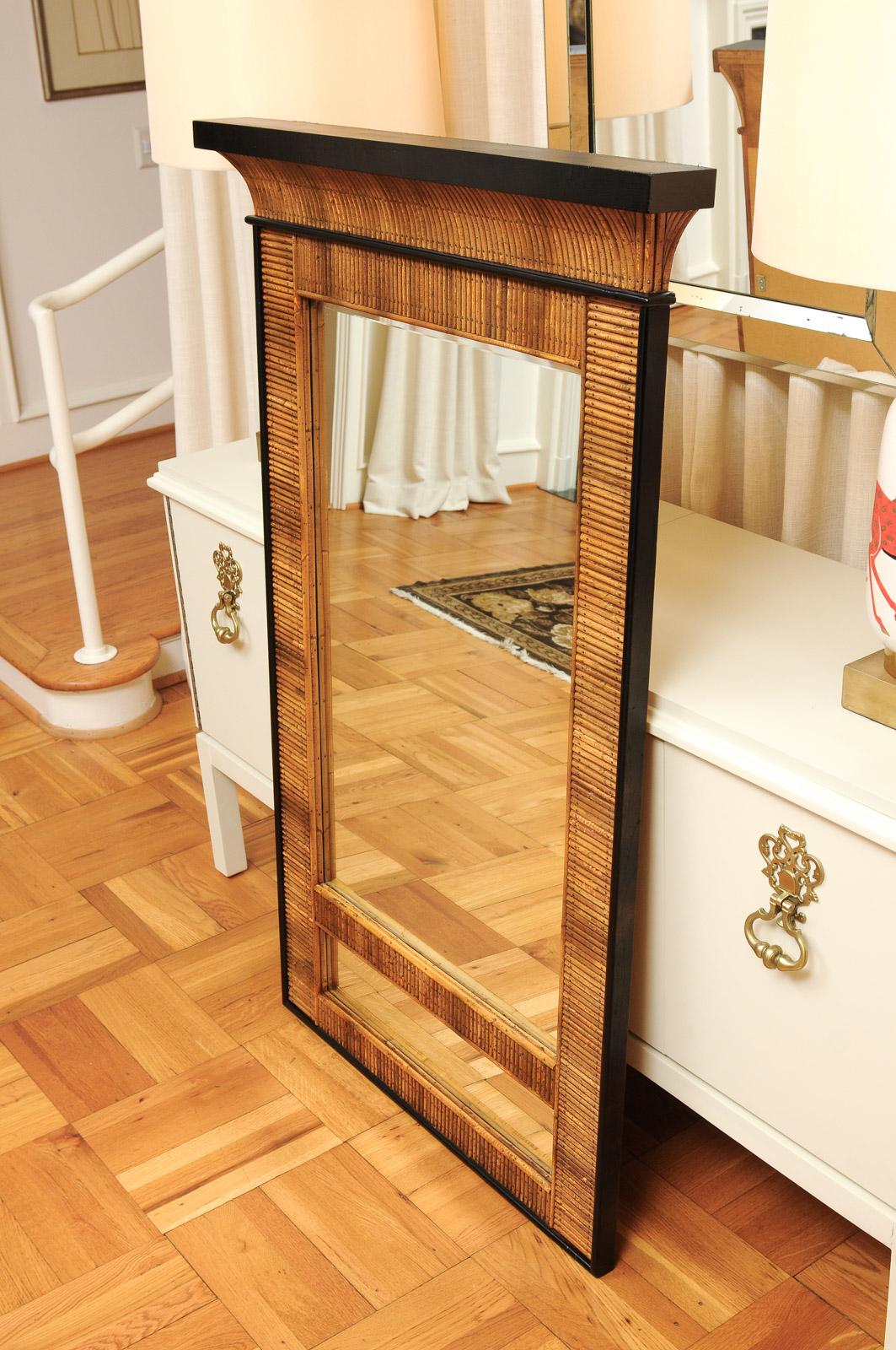 Außergewöhnliche Vintage Bamboo Rattan Cane und schwarzem Lack Spiegel - Pr verfügbar im Angebot 4