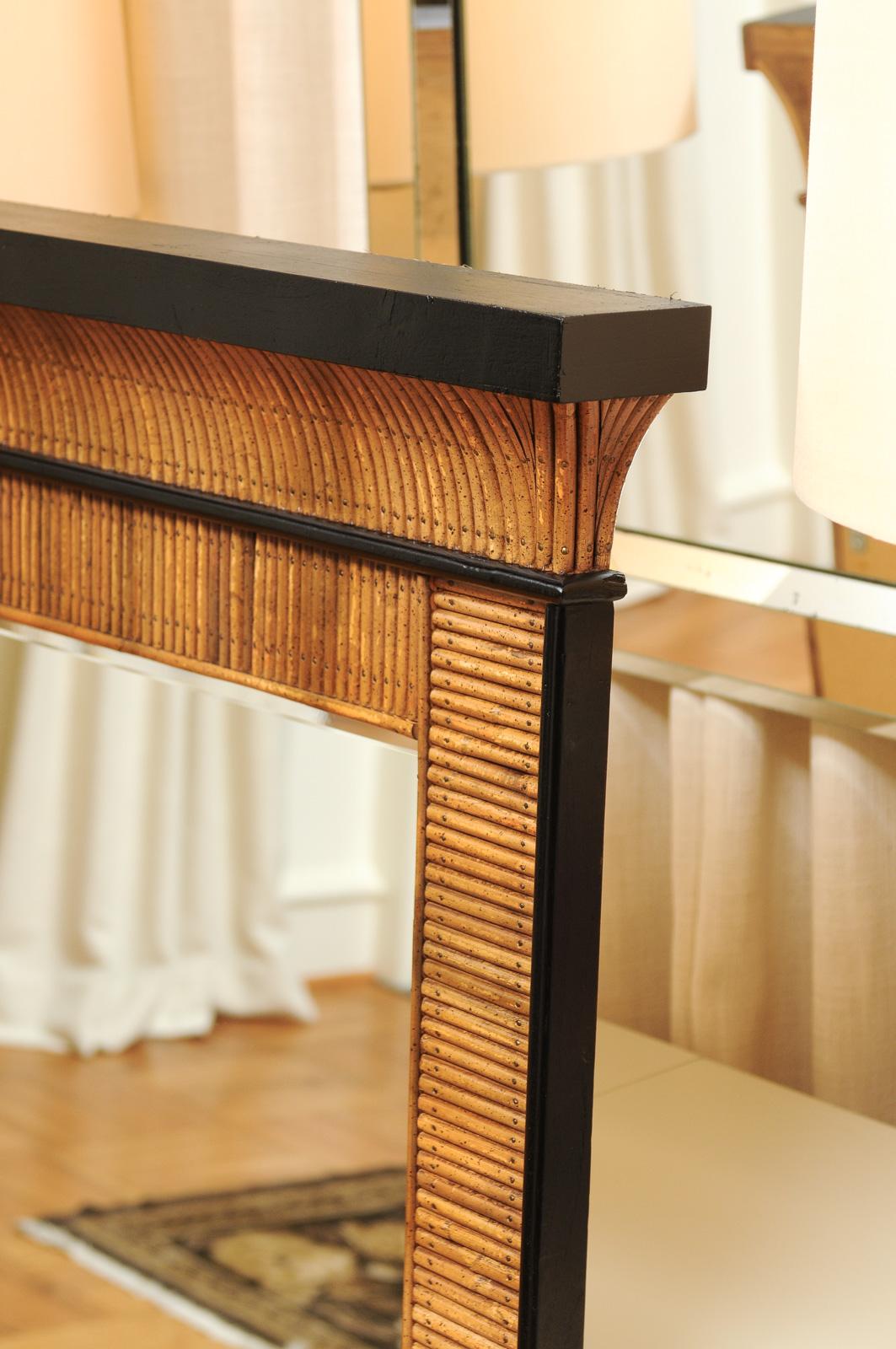 Außergewöhnliche Vintage Bamboo Rattan Cane und schwarzem Lack Spiegel - Pr verfügbar im Angebot 5