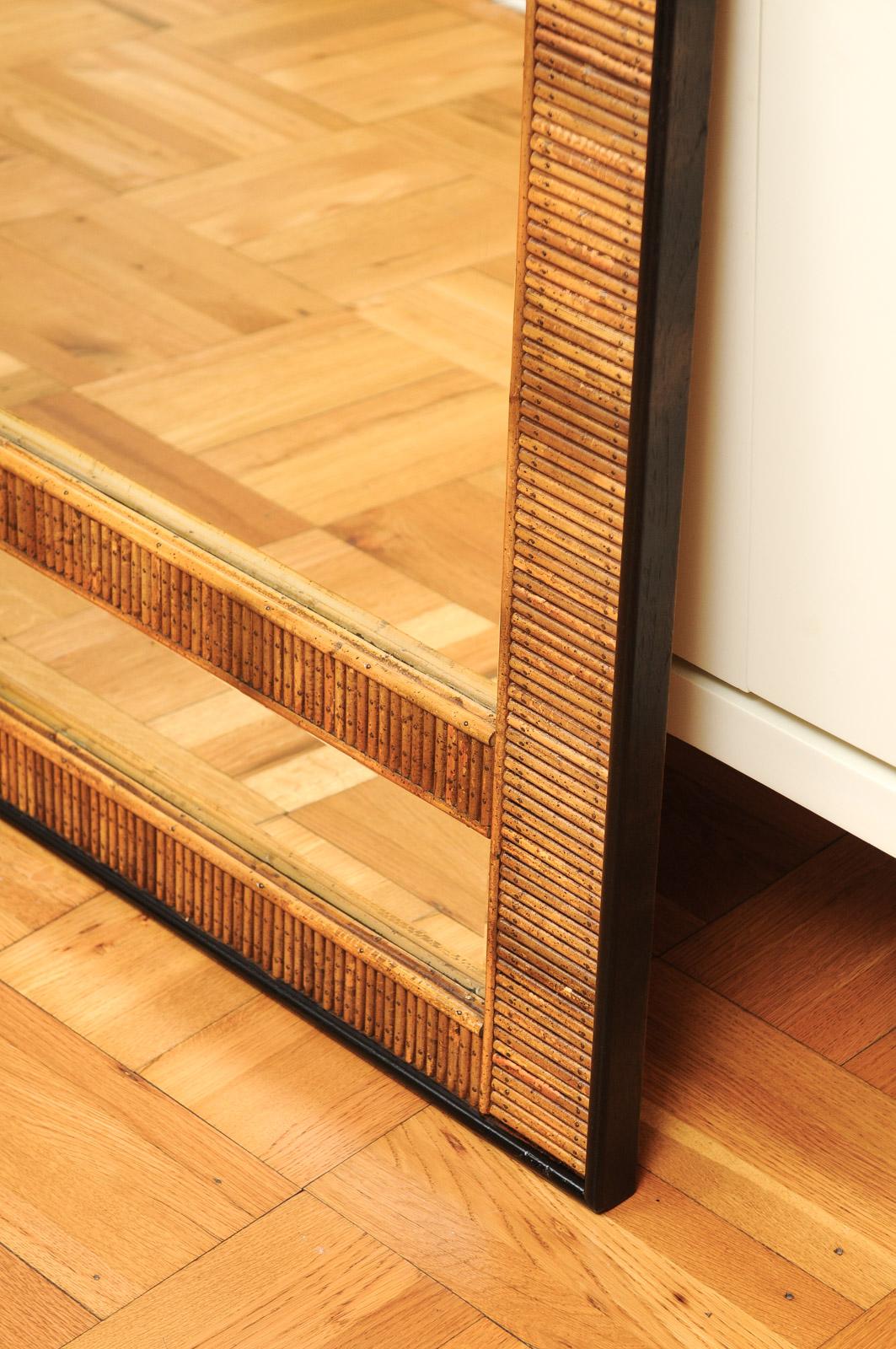 Außergewöhnliche Vintage Bamboo Rattan Cane und schwarzem Lack Spiegel - Pr verfügbar im Angebot 6