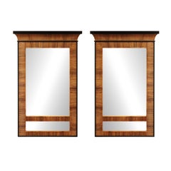 Exceptional Vintage Bamboo Rattan Cane and Black Lacquer Mirror - Pr Available