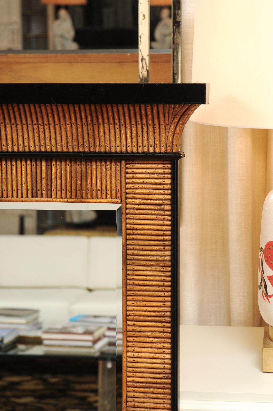 Außergewöhnliche Vintage Bamboo Rattan Cane und schwarzem Lack Spiegel - Pr verfügbar im Zustand „Hervorragend“ im Angebot in Atlanta, GA