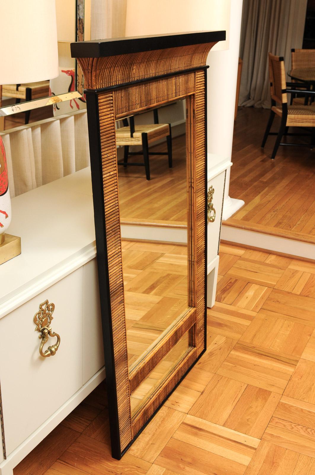 Außergewöhnliche Vintage Bamboo Rattan Cane und schwarzem Lack Spiegel - Pr verfügbar im Angebot 2