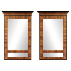 Exceptional Vintage Bamboo Rattan Cane and Black Lacquer Mirror - Pr Available