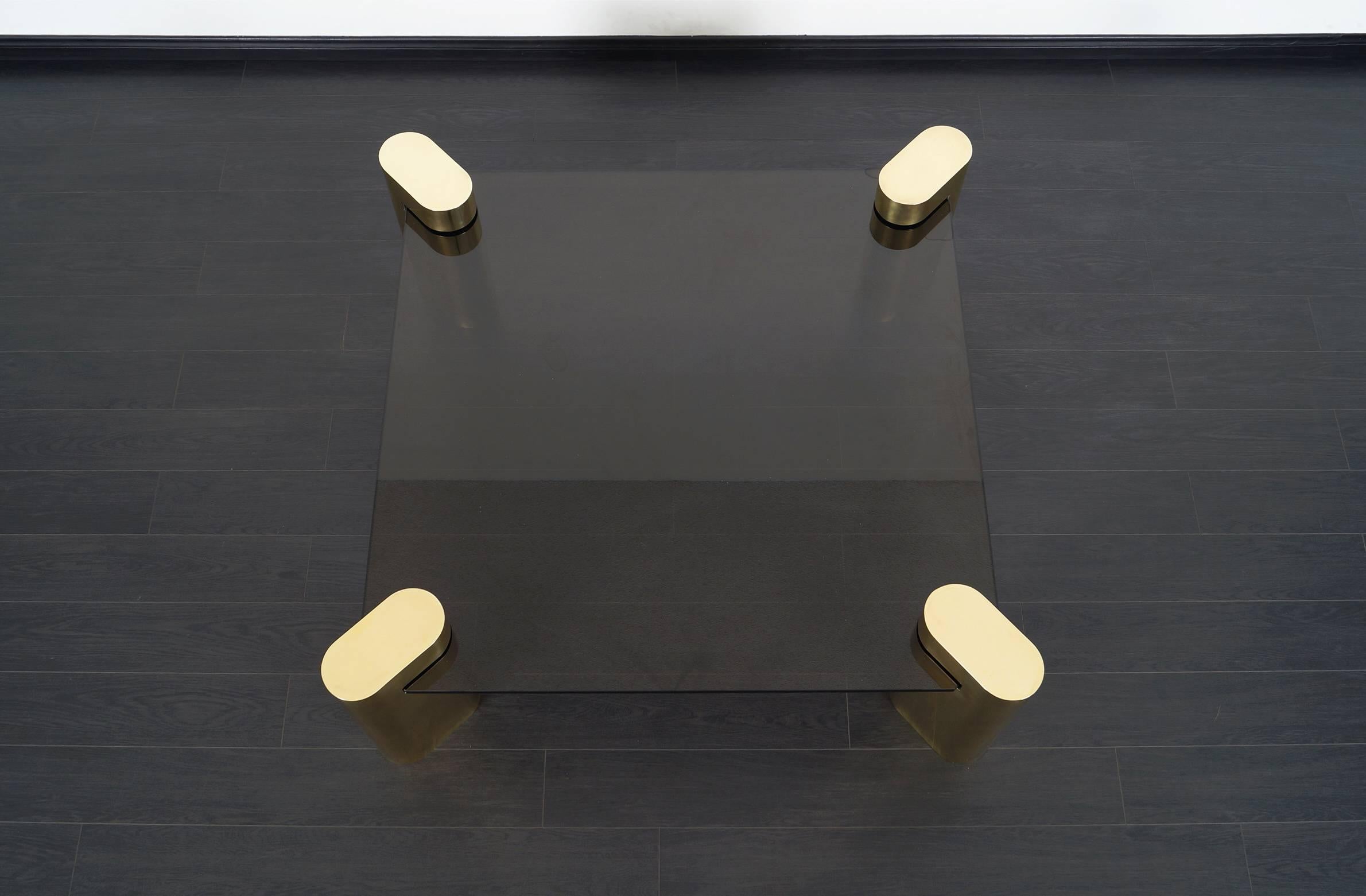 Exceptional Vintage Brass Coffee Table in the style of Karl Springer 1