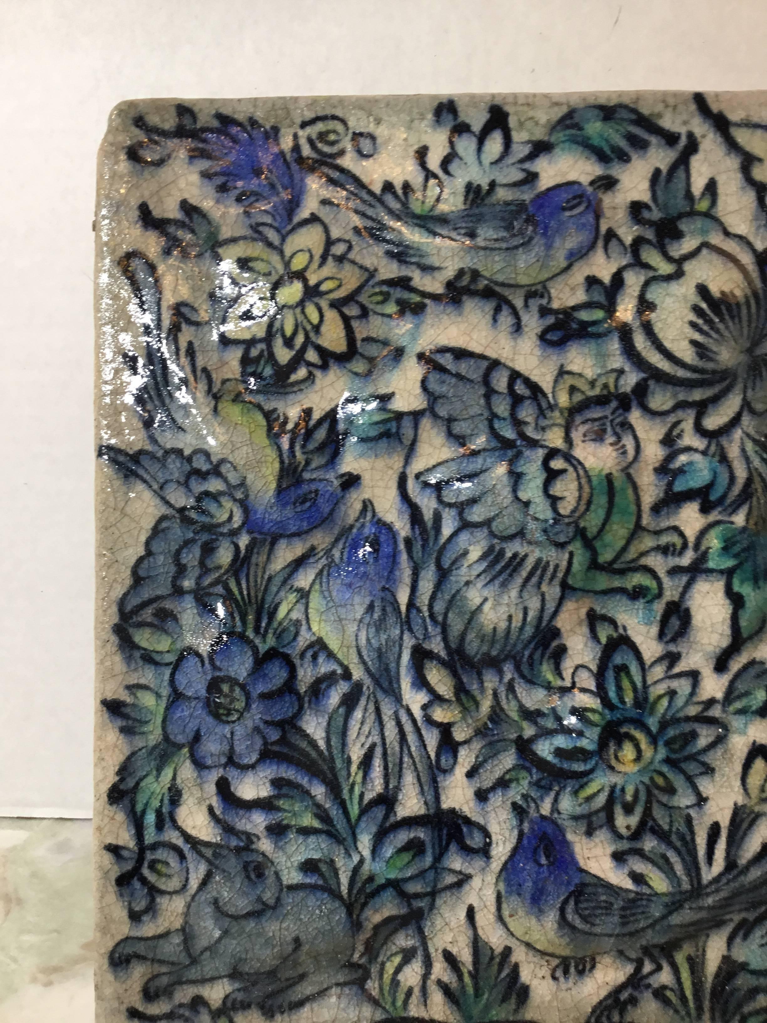 Persian Exceptional Vintage Ceramic Persain Tile