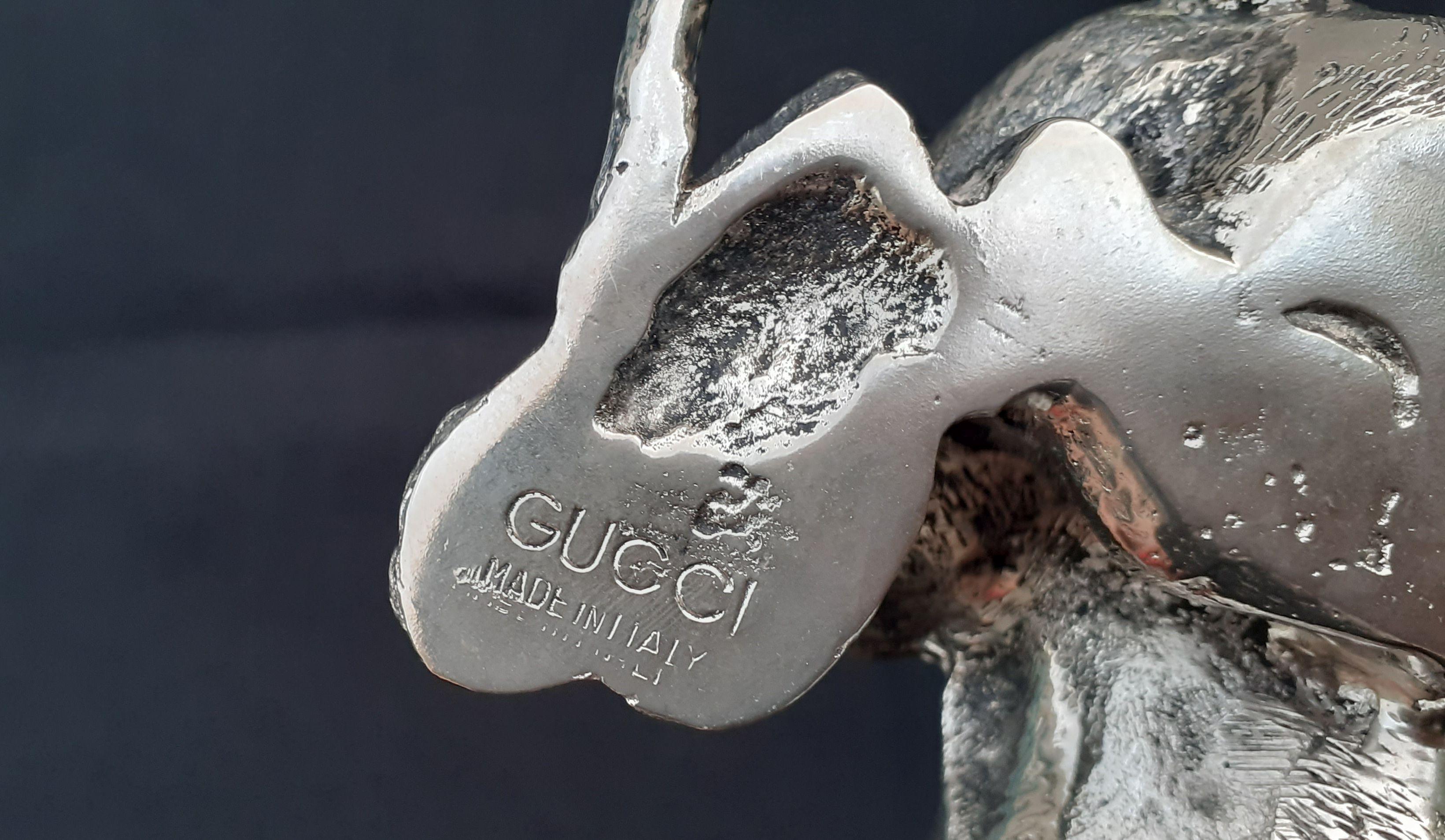 Exceptionnelle sculpture vintage de chien GUCCI en bronze en vente 10