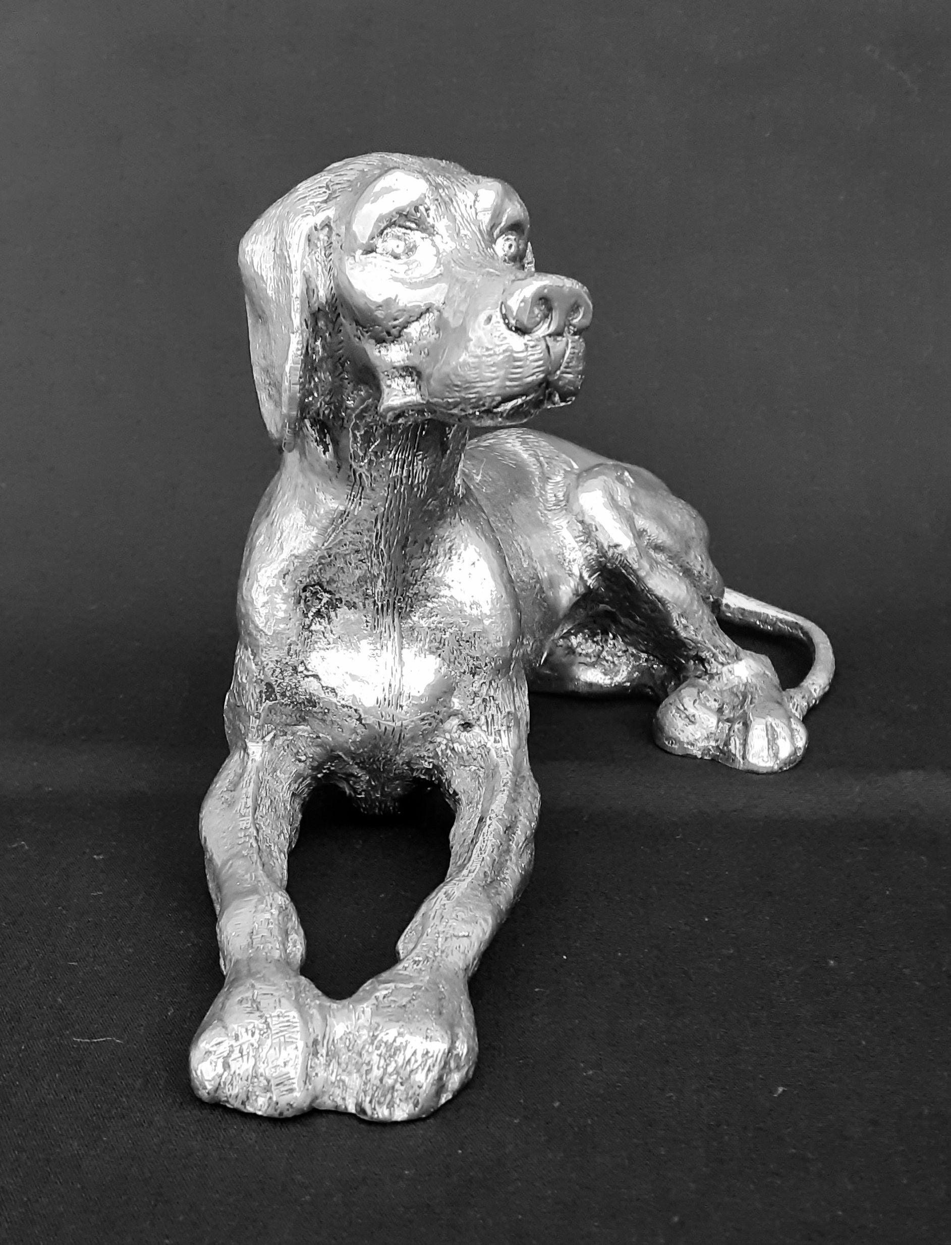 Gray Exceptional Vintage GUCCI Dog Sculpture in Bronze For Sale