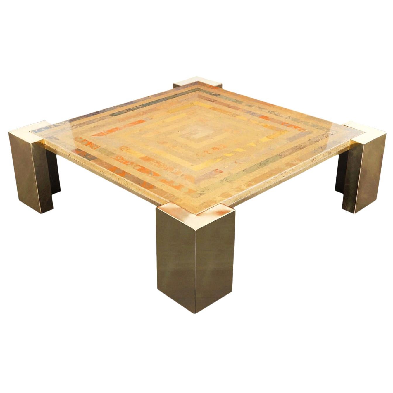 Exceptional Vintage Italian Brass Coffee Table by Marcello Mioni