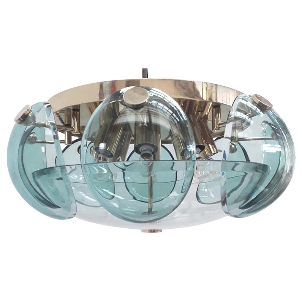 Exceptional Vintage Italian Flushmount Designed by Cristal Art, circa 1960s For Sale