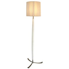 Außergewöhnliche italienische Stehlampe aus Leder und Messing im Vintage-Stil