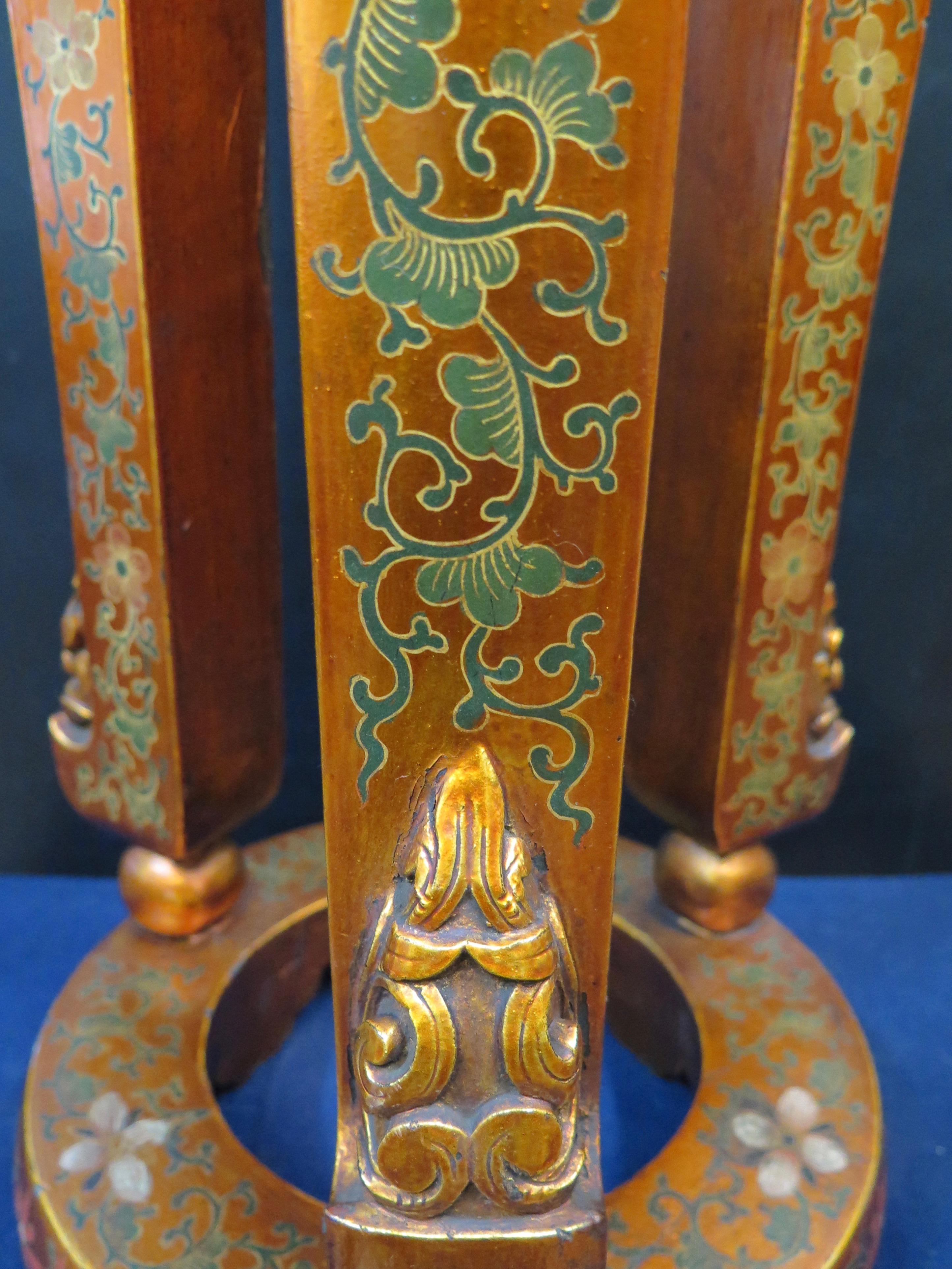 Exceptional Vintage Painted Chinese Pedestal 1