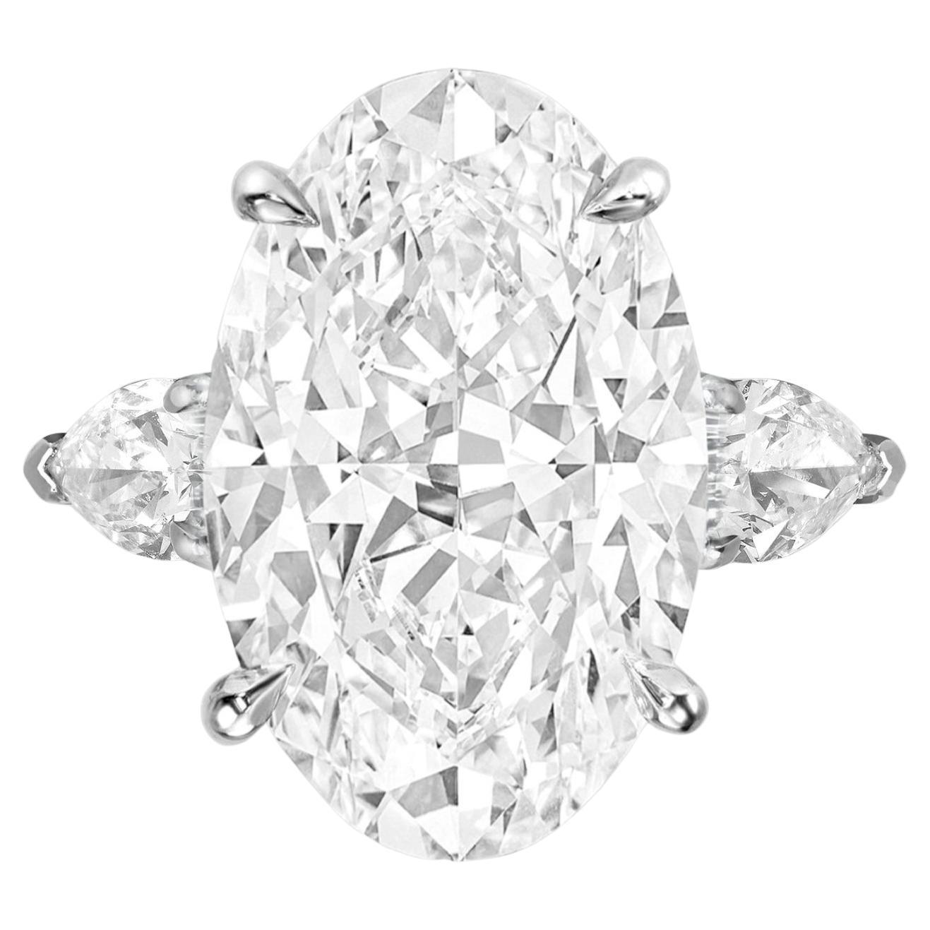 EXCEPTIONAL VVS1 Clarity GIA Certified 10 Carat Oval Diamond Platinum Ring For Sale