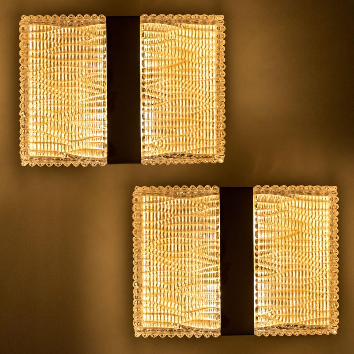 Art Glass Exceptional Wall Lights Limburg Glashütte, 1970s For Sale