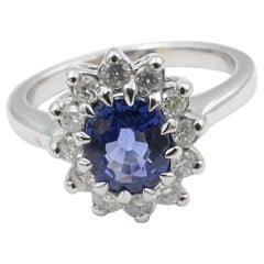 Exceptional White Gold Sapphire and Diamond Engagement or Dress Ring