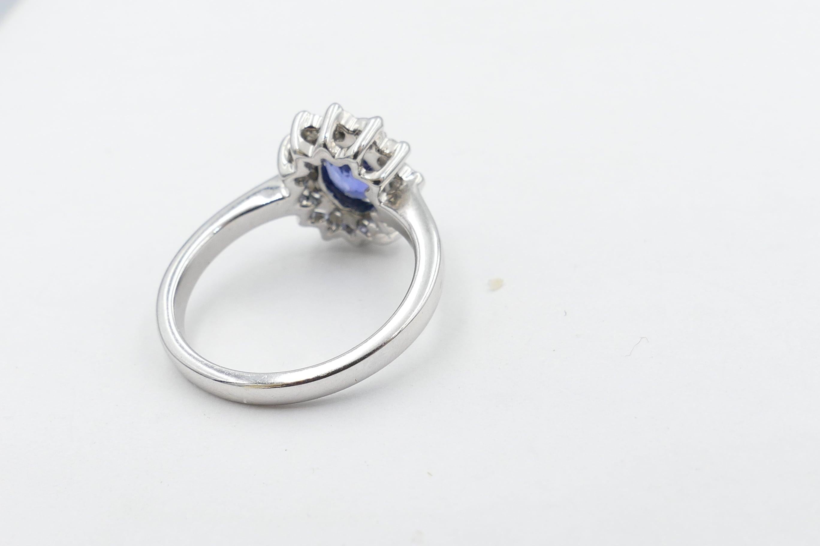 Oval Cut Exceptional White Gold Sapphire and Diamond Engagement or Dress Ring For Sale