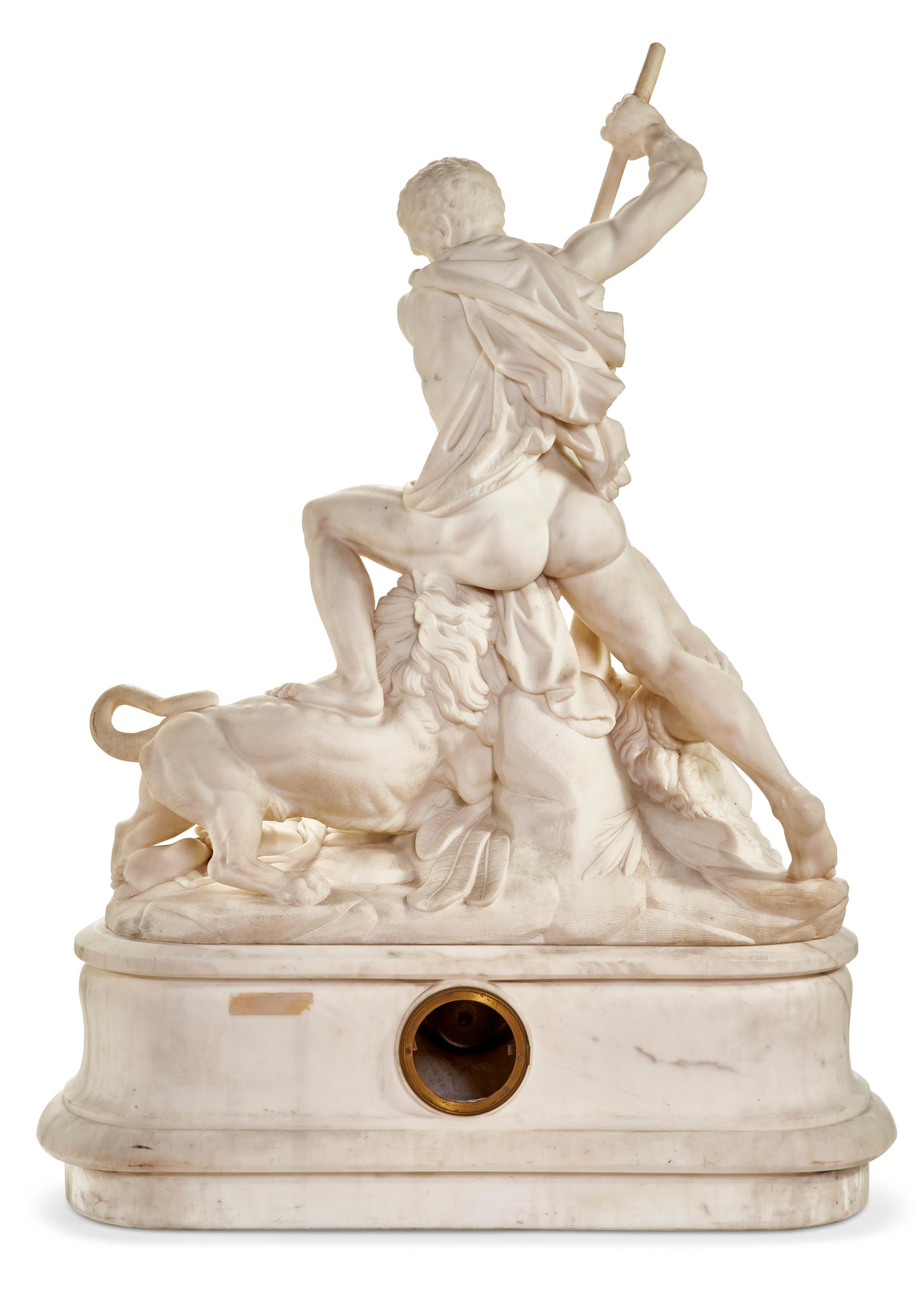 Exceptional White Marble Figural Sculpture Clock, 