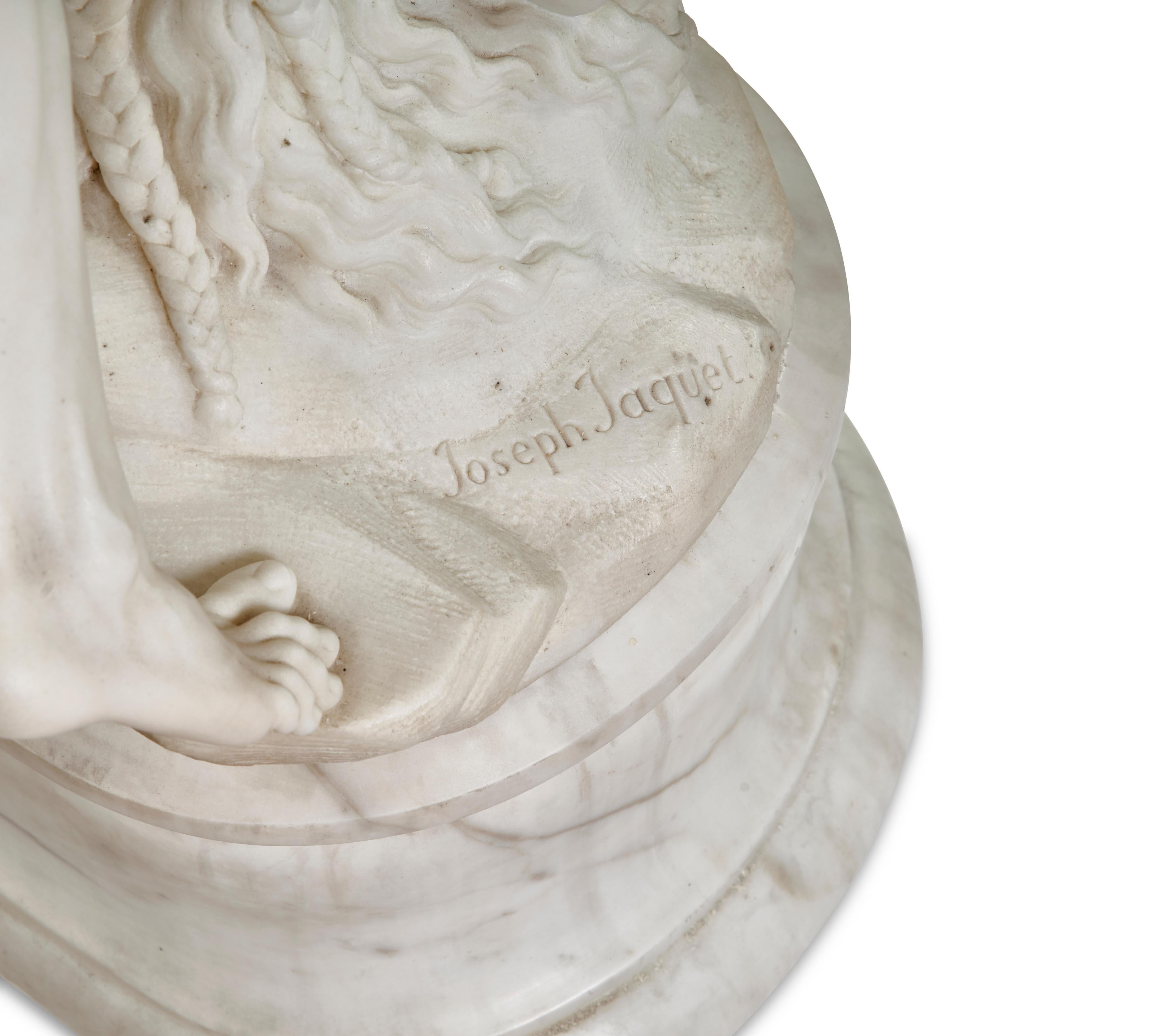 Exceptional White Marble Figural Sculpture Clock, 