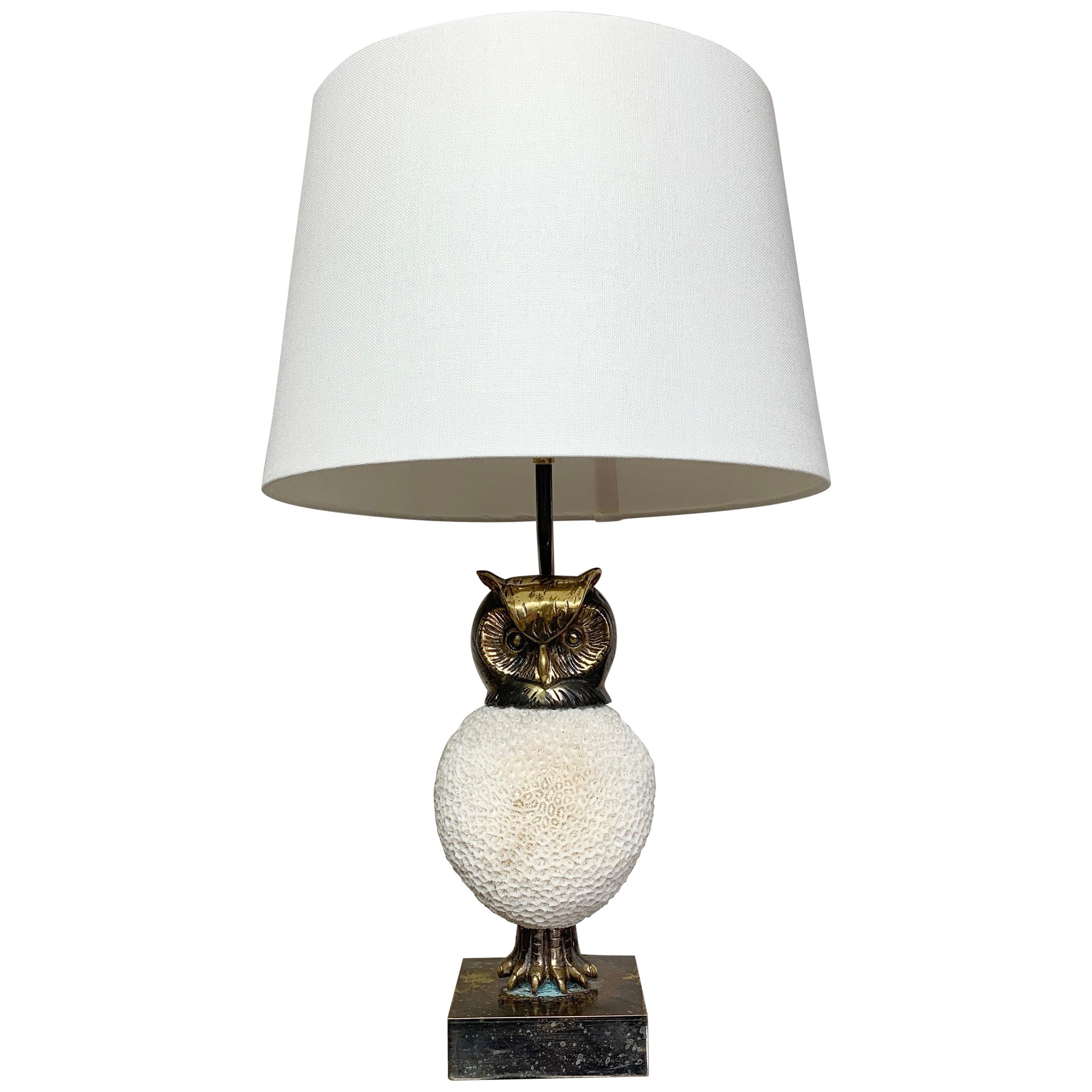 Exceptional, Willy Daro White Owl Table Lamp, 1970s