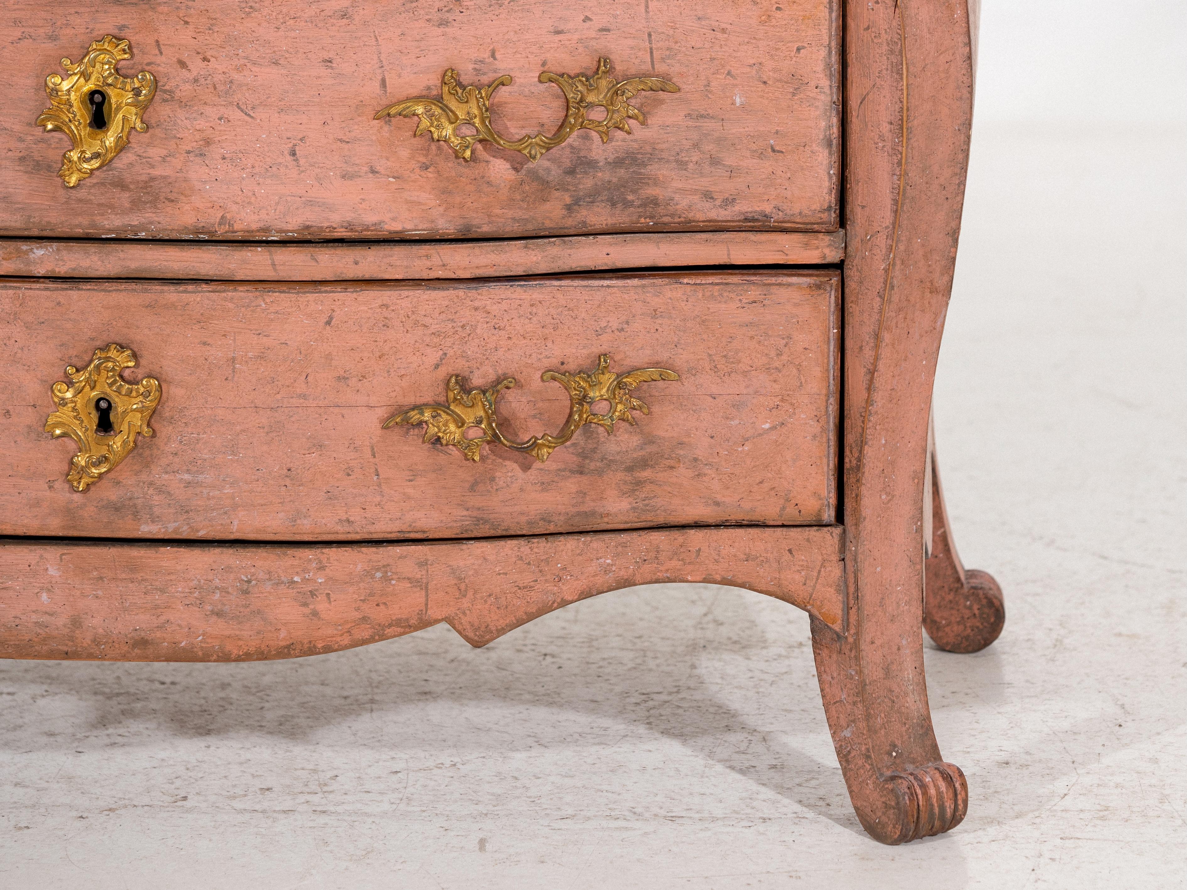 Fino al XVIII secolo Exceptional wonderful Rococo bureau in original paint and hardware, circa 1710. in vendita