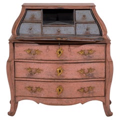 Antique Exceptional wonderful Rococo bureau in original paint and hardware, circa 1710.