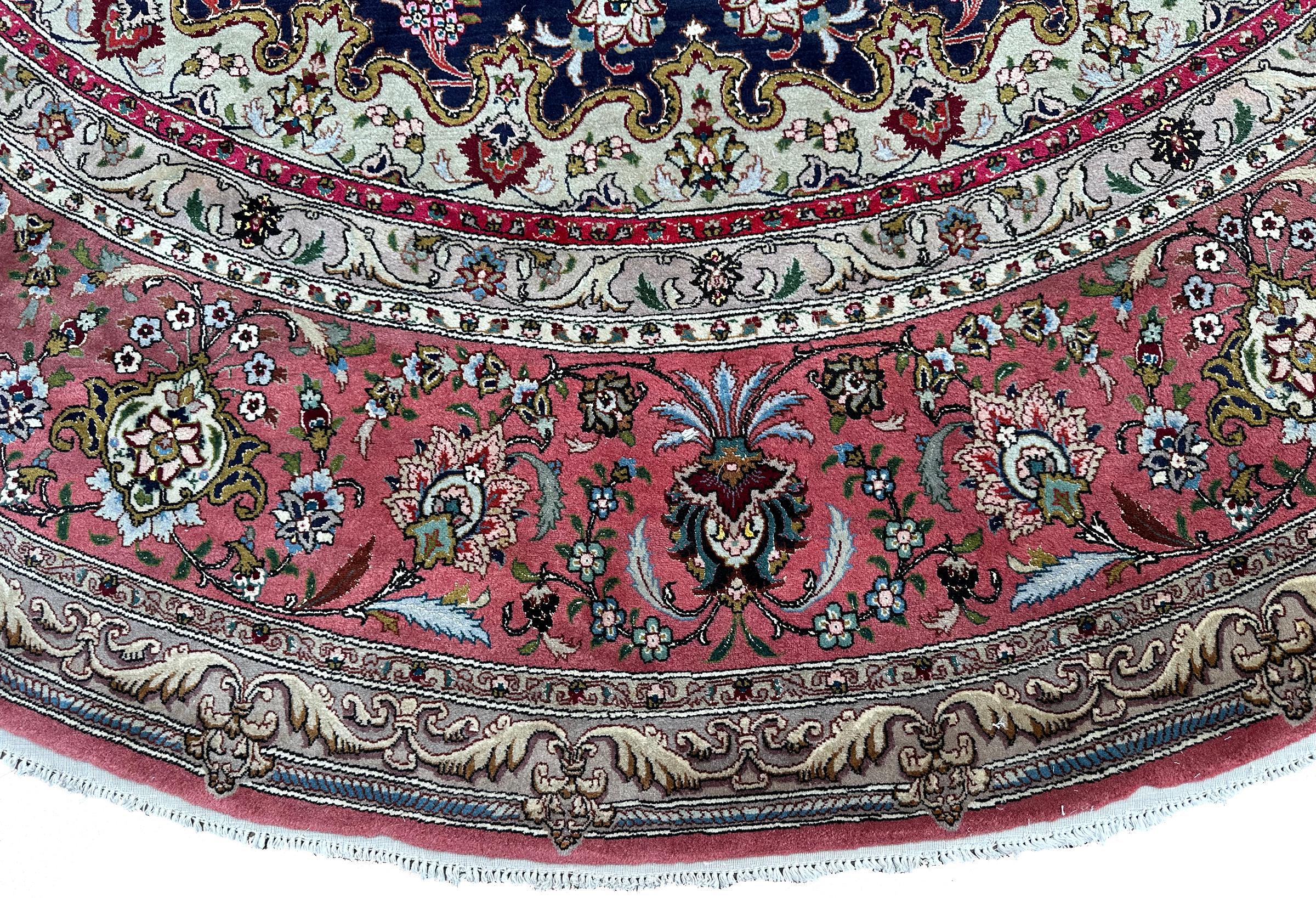Außergewöhnliche Wolle & Seide Tabriz Teppich 298cmx298cm Feine persische Teppich 10x10 Runde im Angebot 2